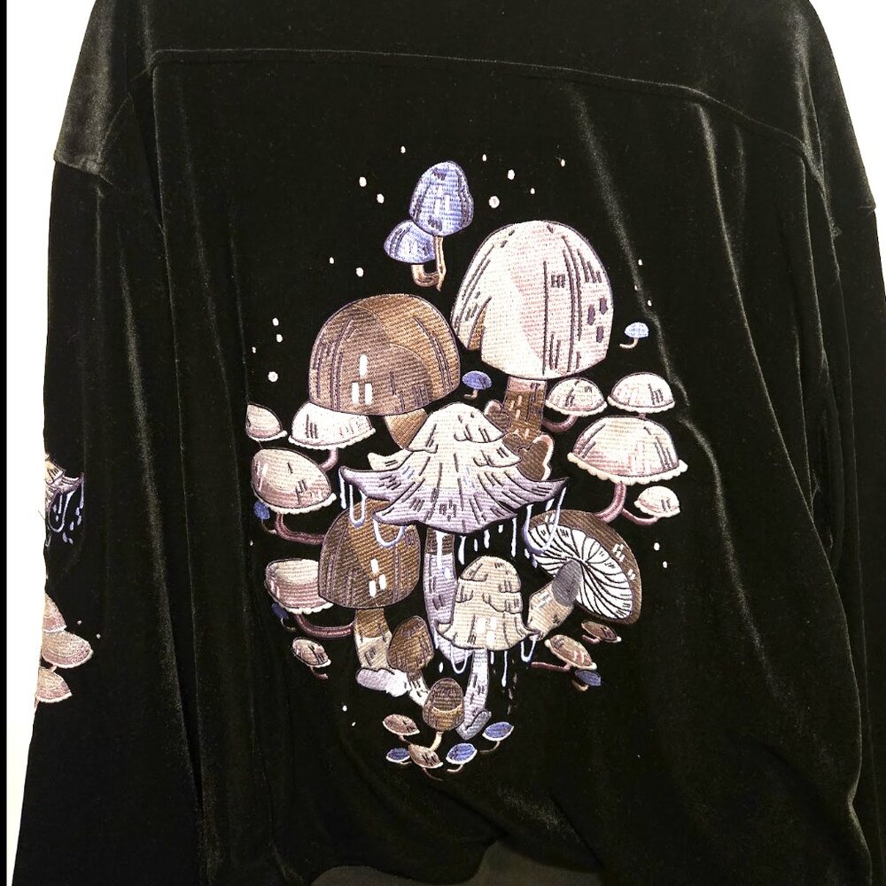 Morningwitch Purple Floral Fungi Forest Velvet jacket Size 2XL - Picture 5 of 6